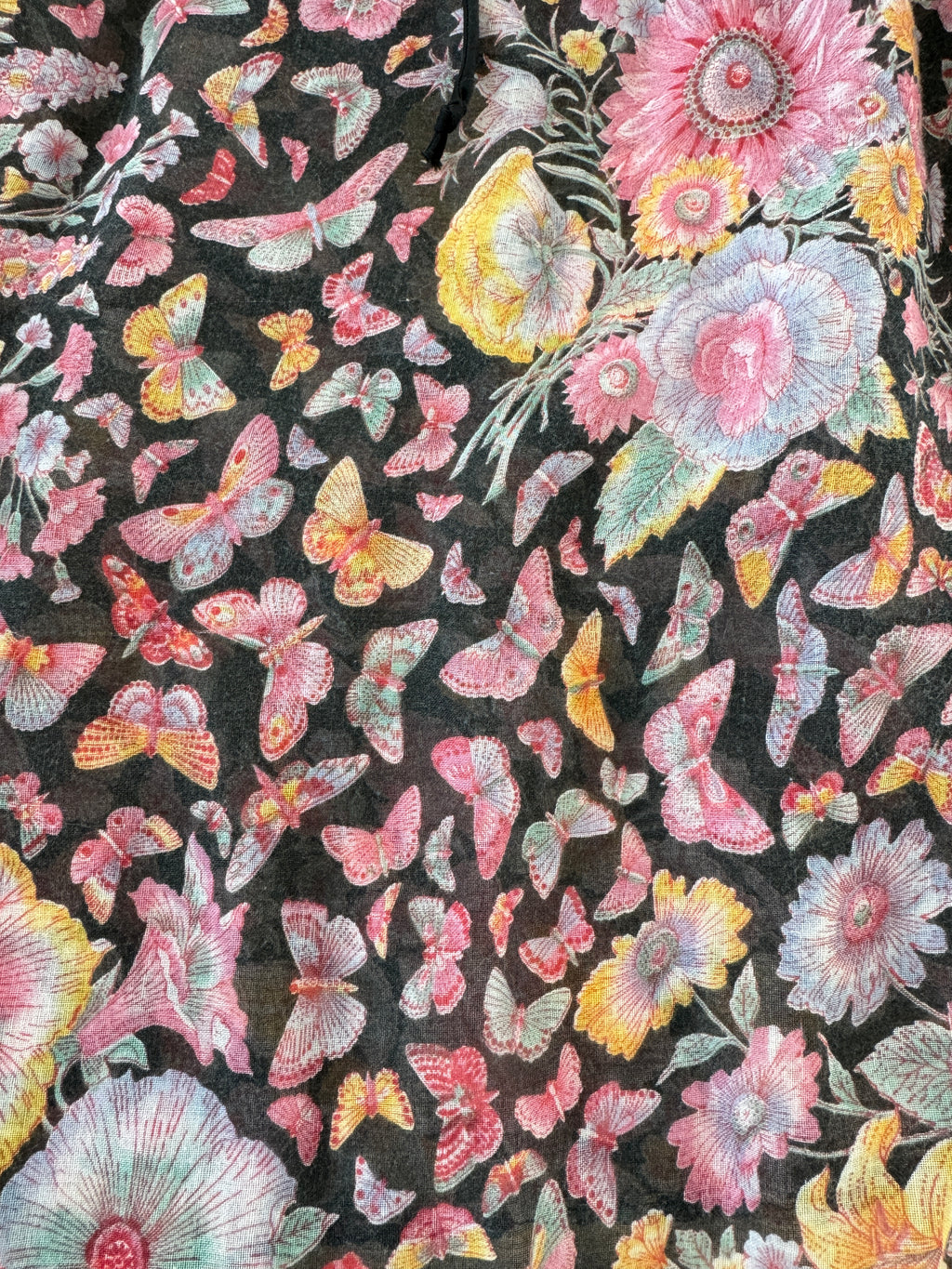 60s Moths & Flowers Peasant Top