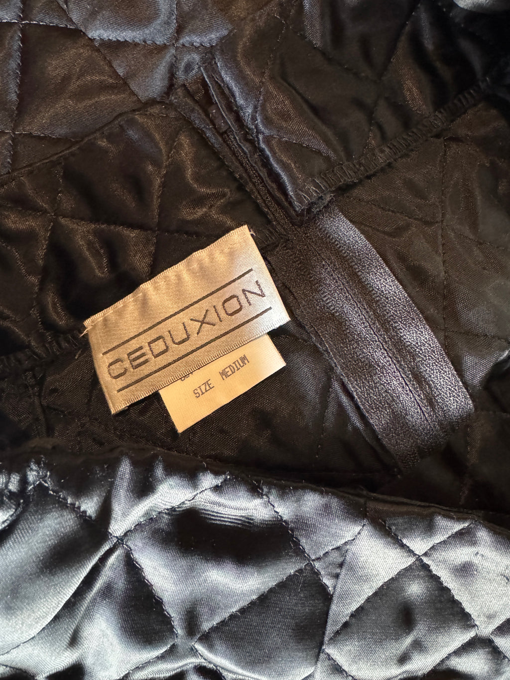 90s Quilted Black Satin Mini Skirt