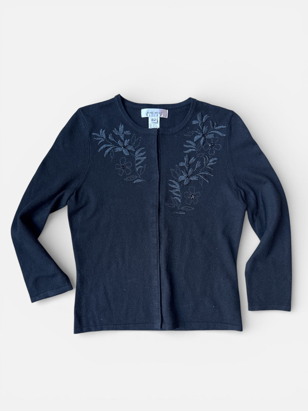 90s Embroidered Silk Blend Cardigan