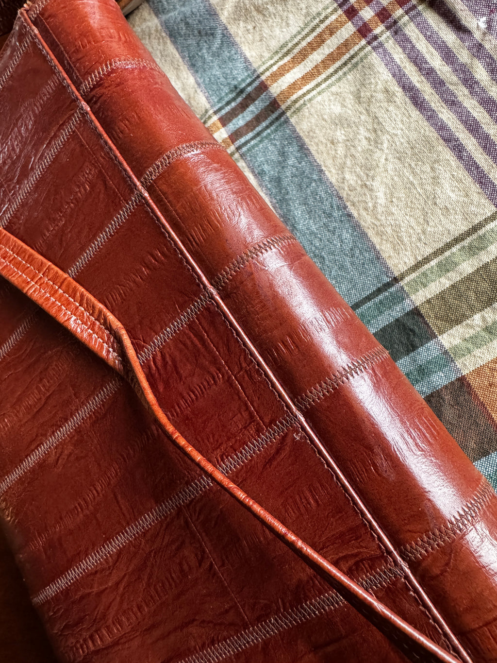 80s Brown Eel Skin Envelope Bag