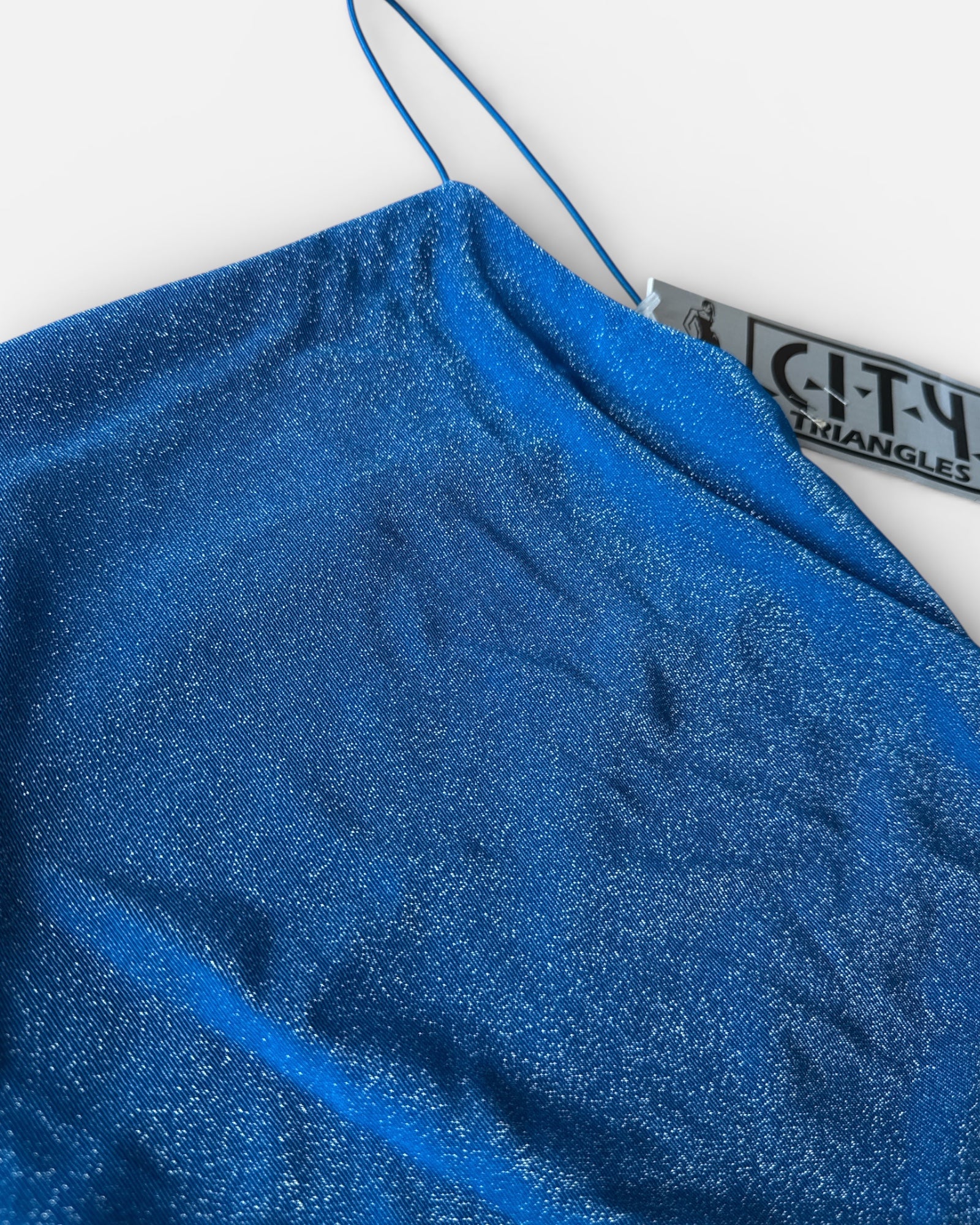 90s Deadstock Blue Glitter Mini Party Dress