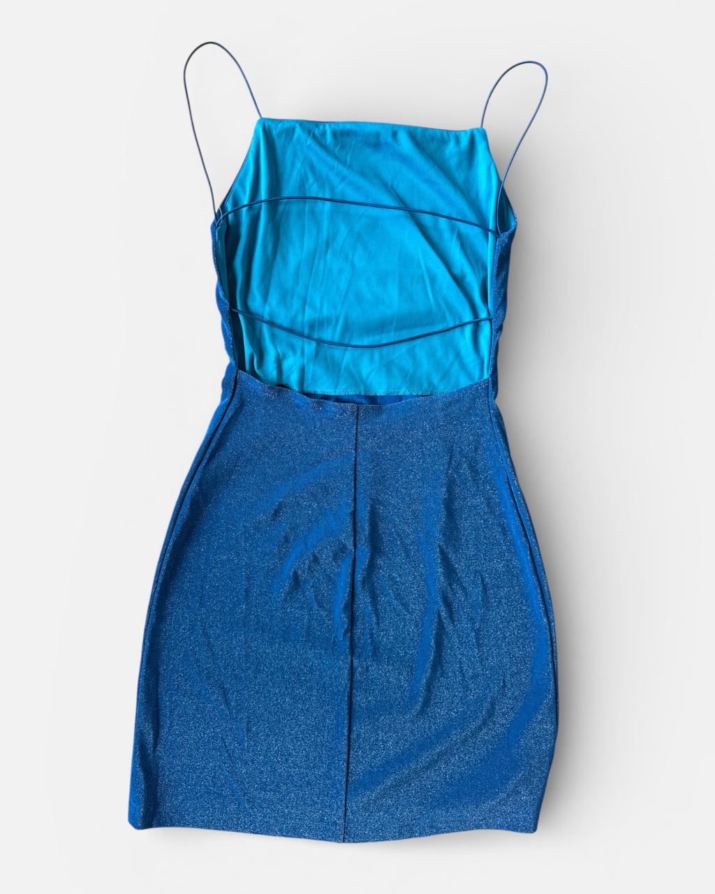 90s Deadstock Blue Glitter Mini Party Dress
