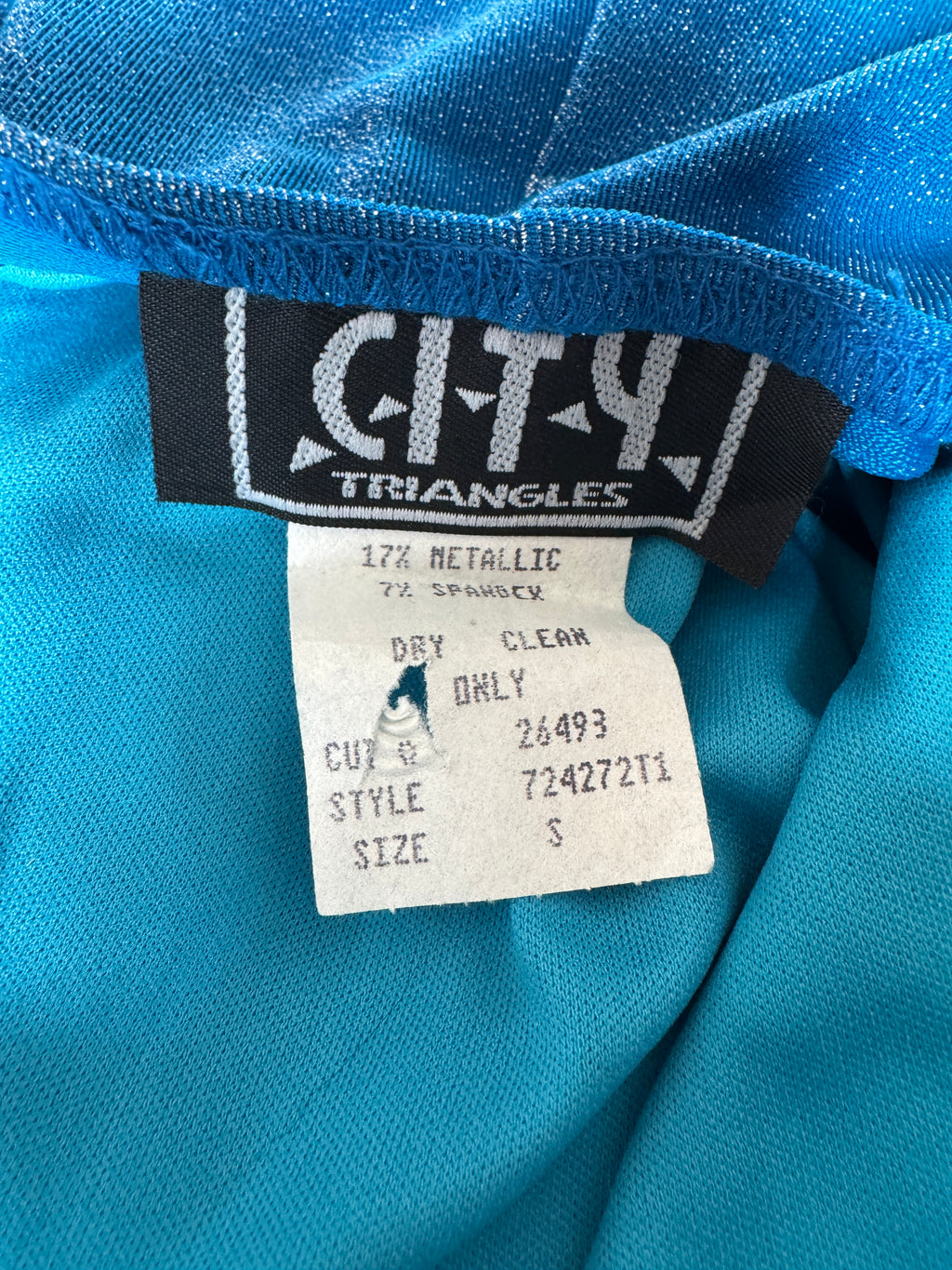 90s Deadstock Blue Glitter Mini Party Dress