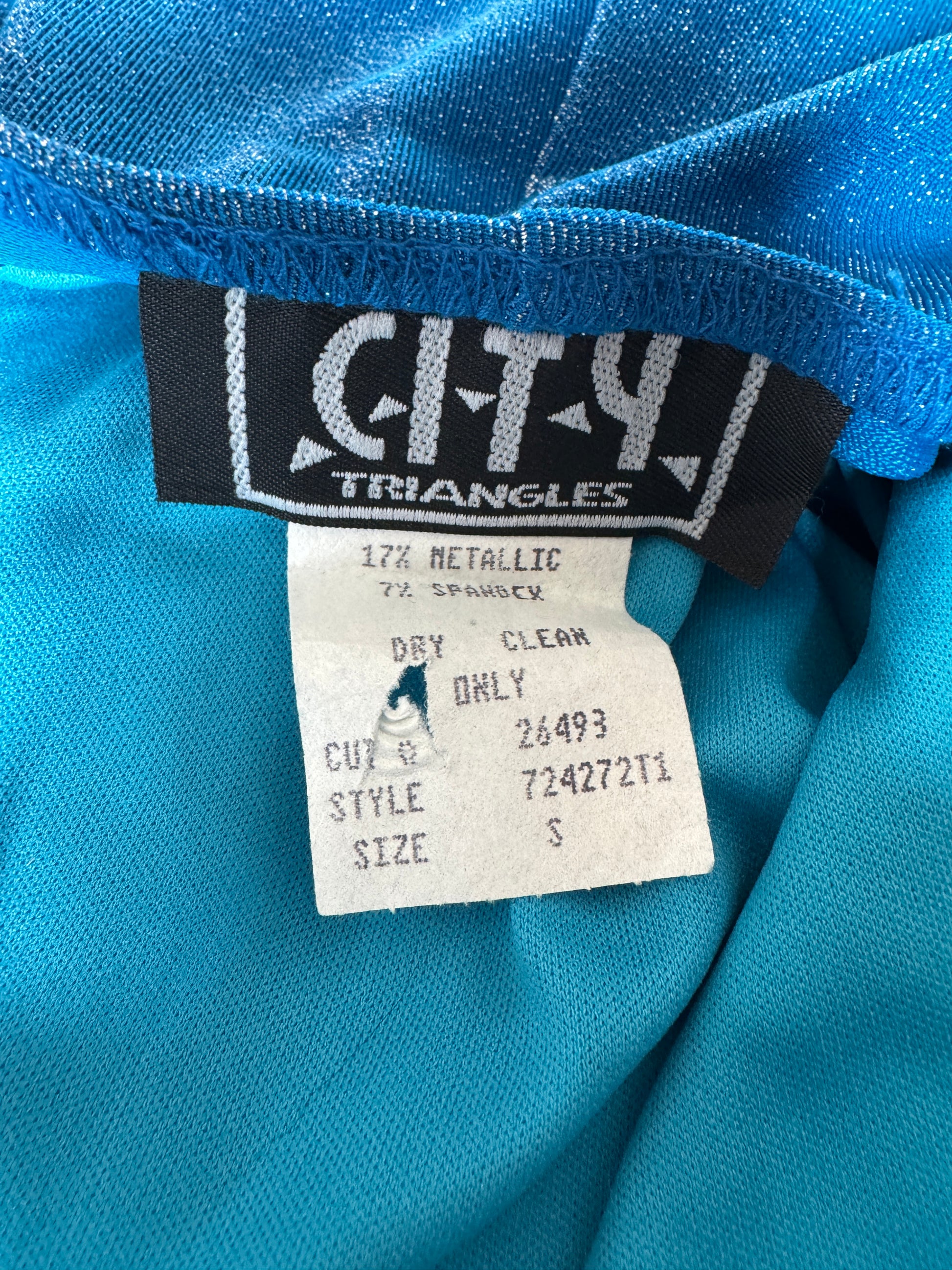 90s Deadstock Blue Glitter Mini Party Dress