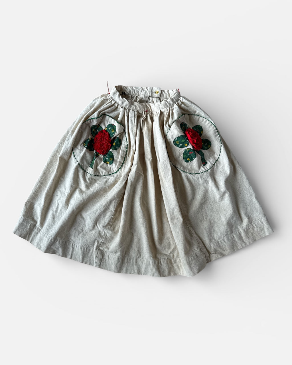 60s Flour Sack Skirt with Rosette Pockets