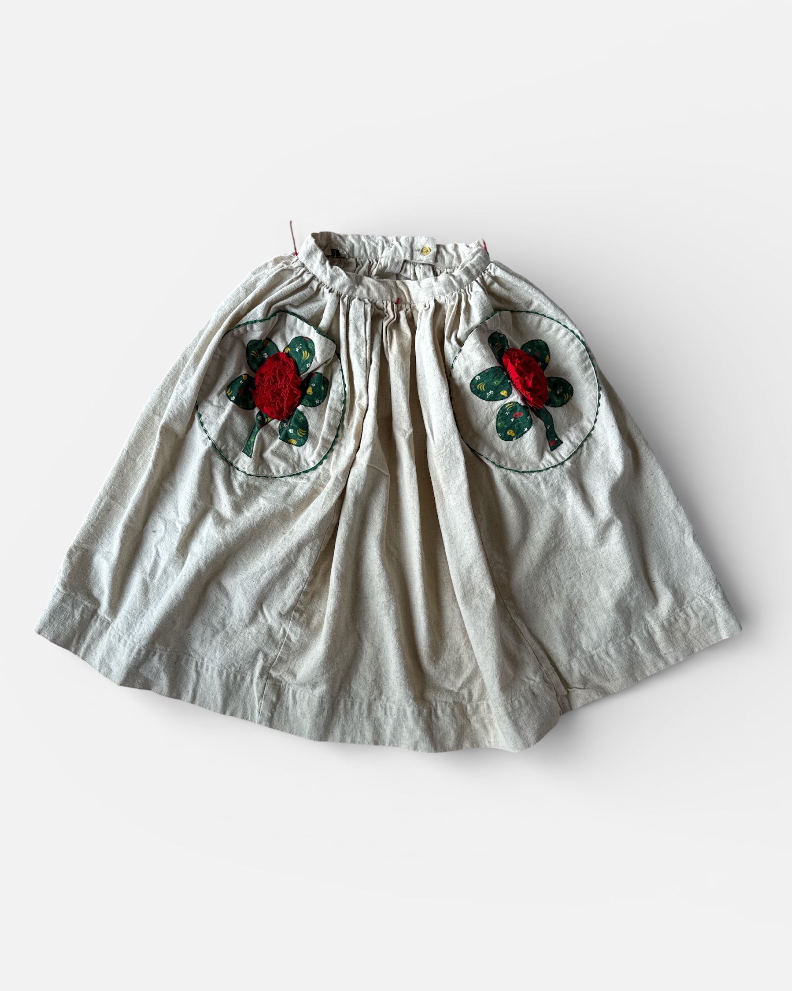 60s Flour Sack Skirt with Rosette Pockets