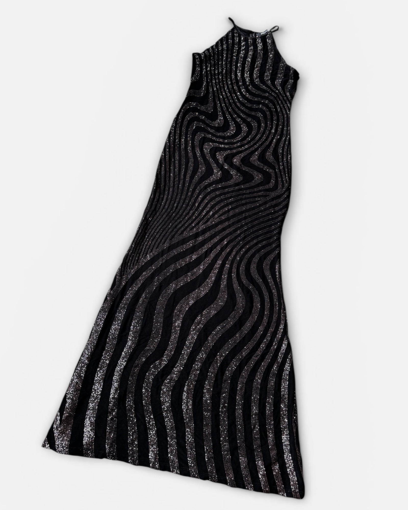 90s Swirly Glitter Maxi Dress