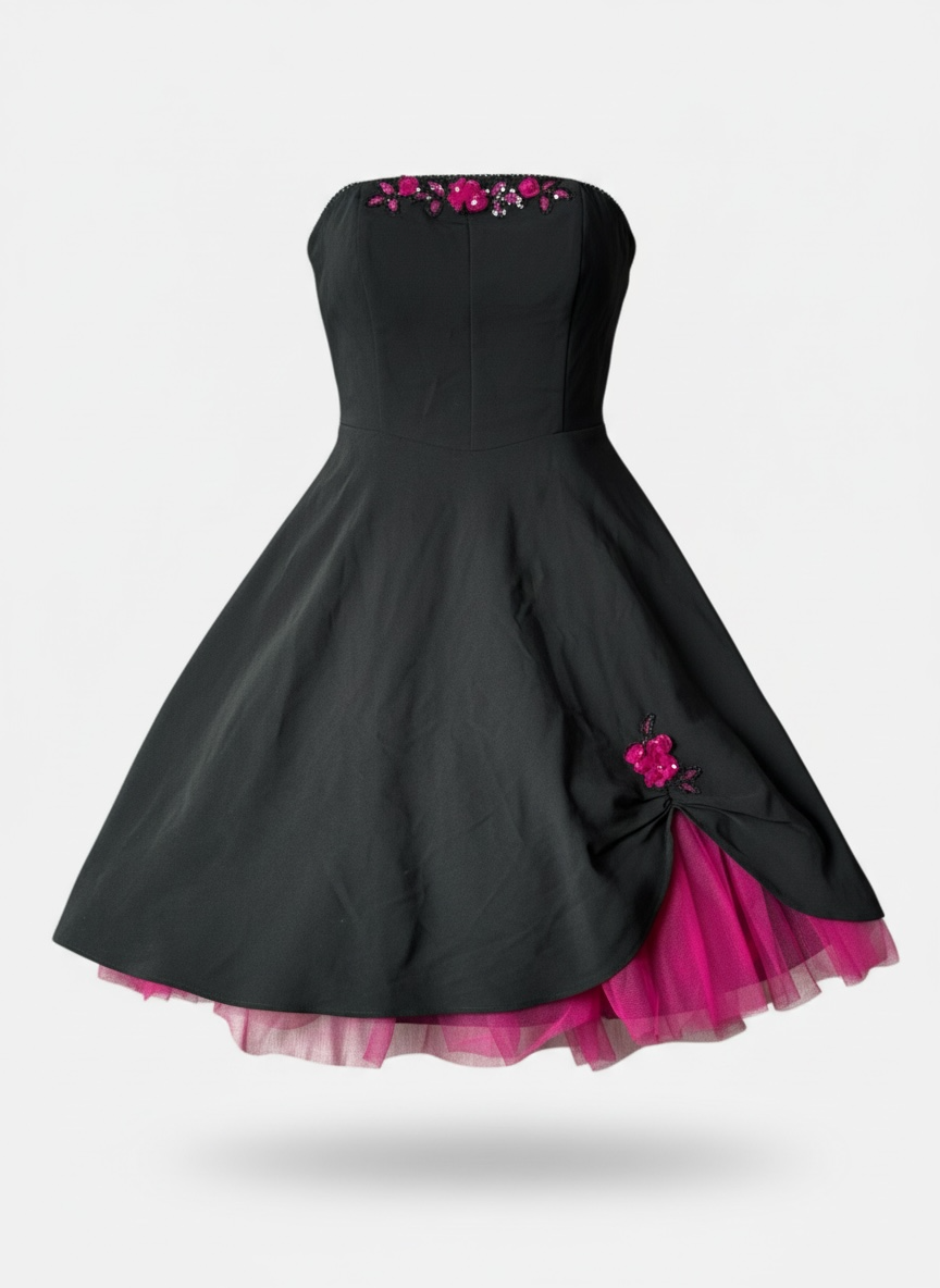Y2K does 50s Deadstock Embellished Party Dress with Pink Tulle