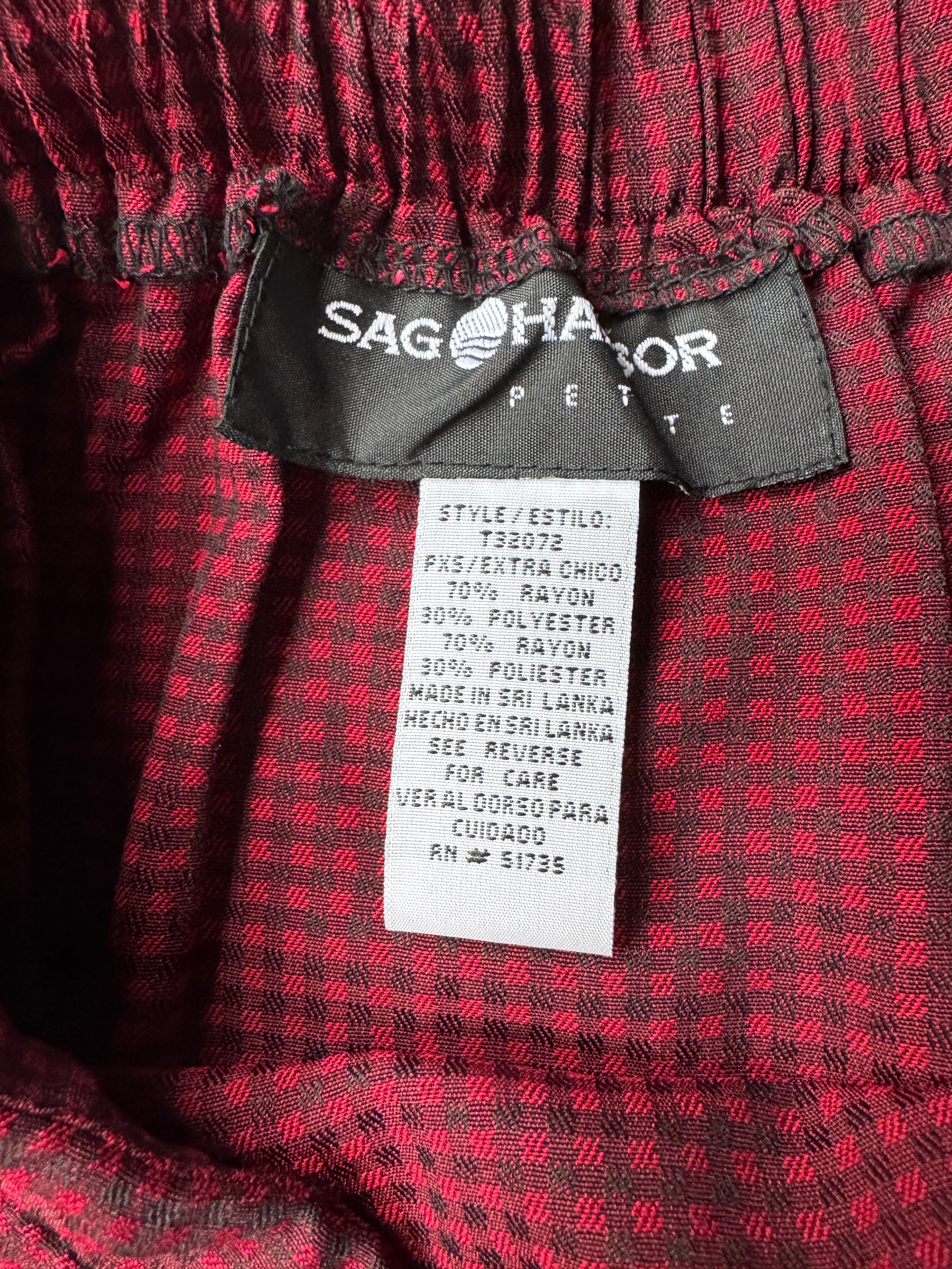 90s Red Grid Comfy Midi Skirt