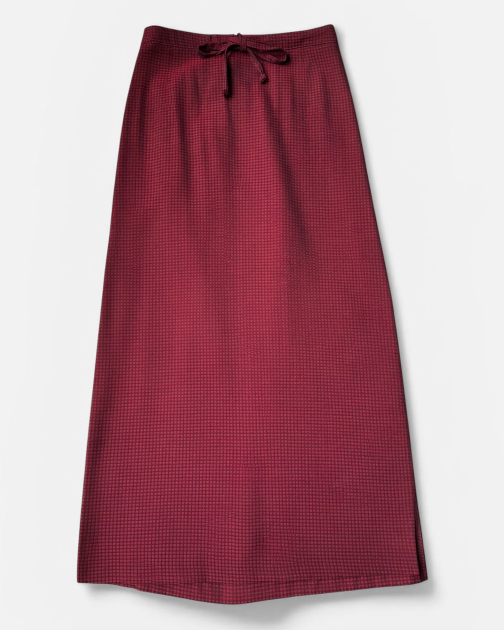 90s Red Grid Comfy Midi Skirt