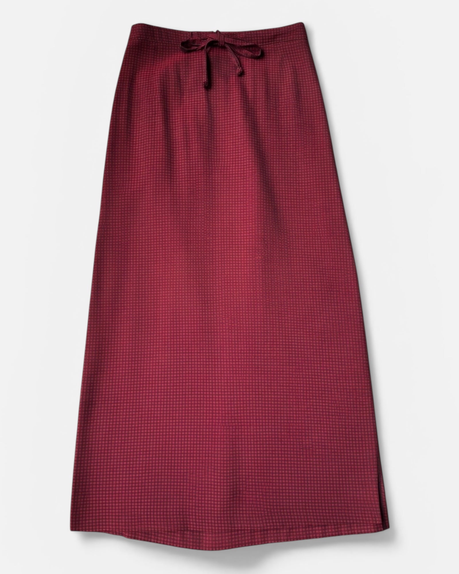 90s Red Grid Comfy Midi Skirt