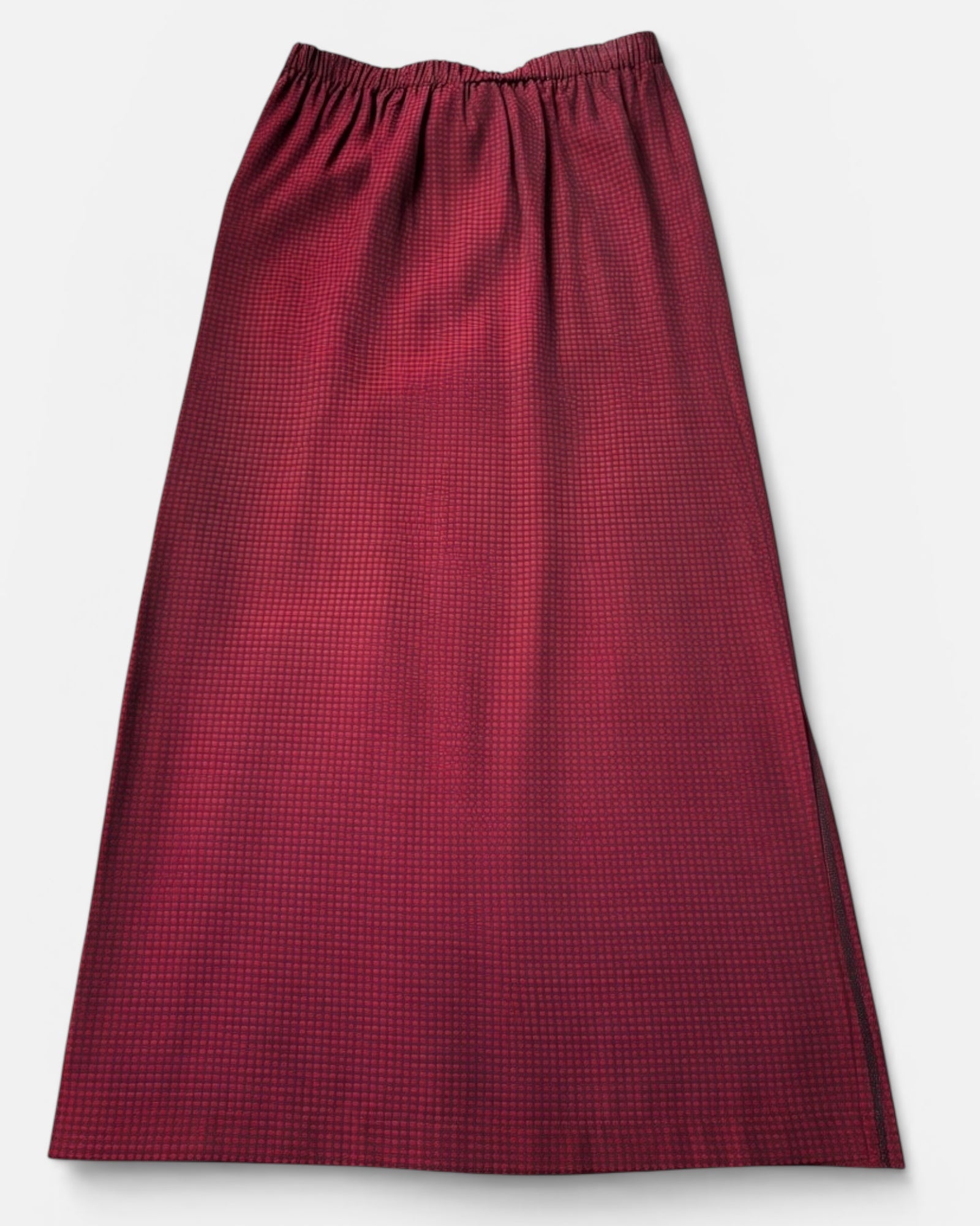 90s Red Grid Comfy Midi Skirt