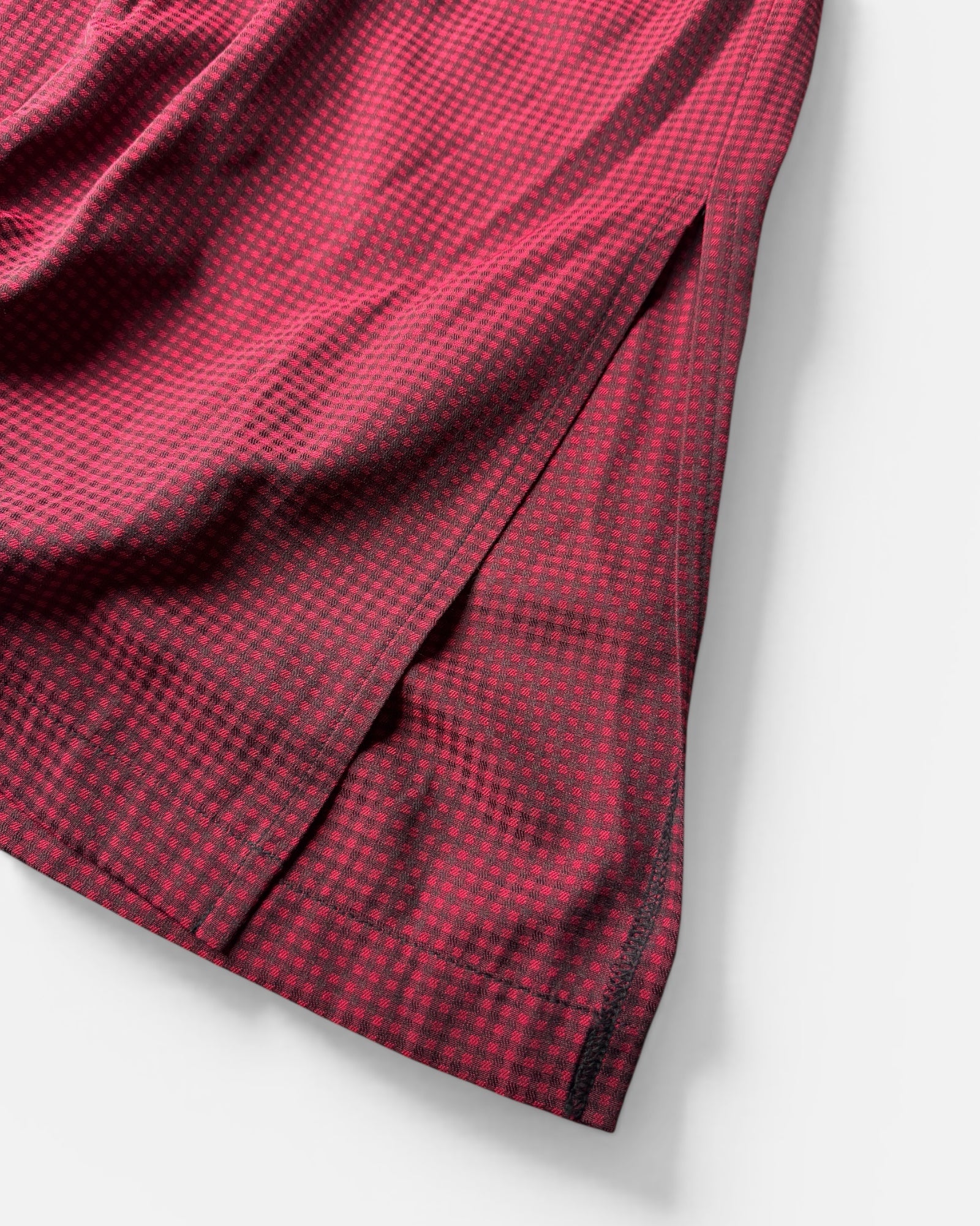 90s Red Grid Comfy Midi Skirt