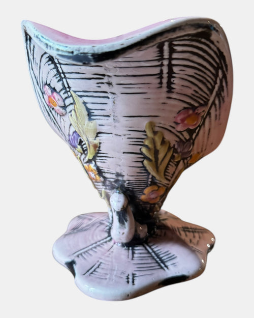 50s Hull Pottery Blossom Flite Cornucopia Planter or Vase