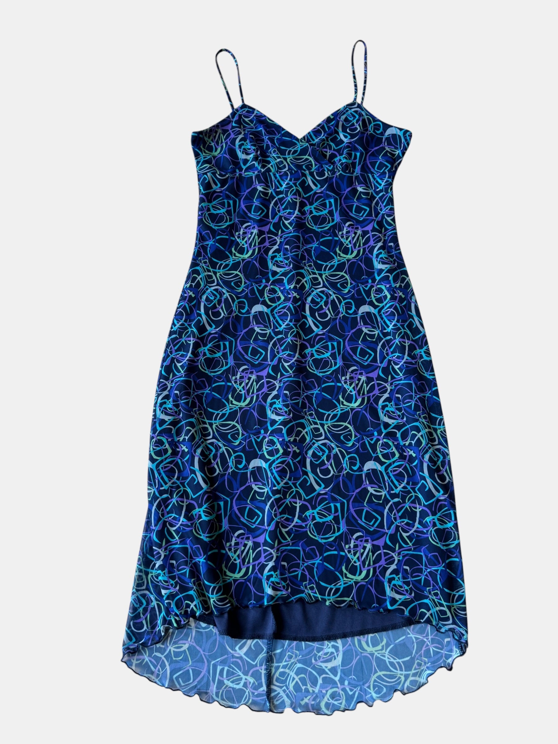 90s Swirly Fine Mesh Double Layer Dress