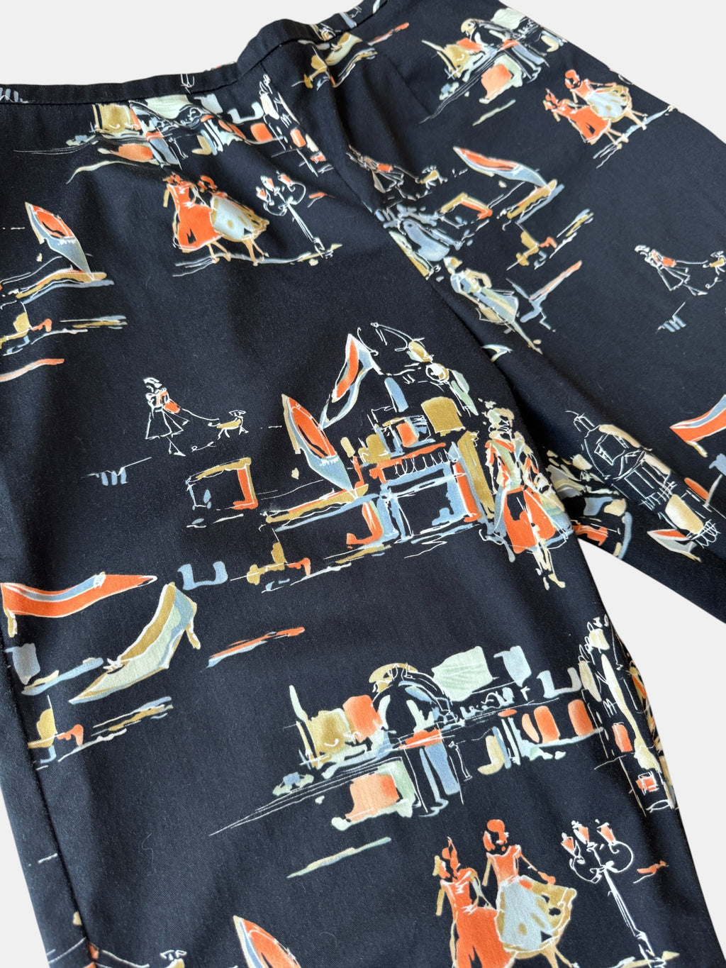90s Ladies Who Lunch Novelty Print Capris