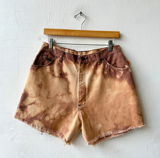 Reworked Cut & Bleach Brown Wrangler Shorts