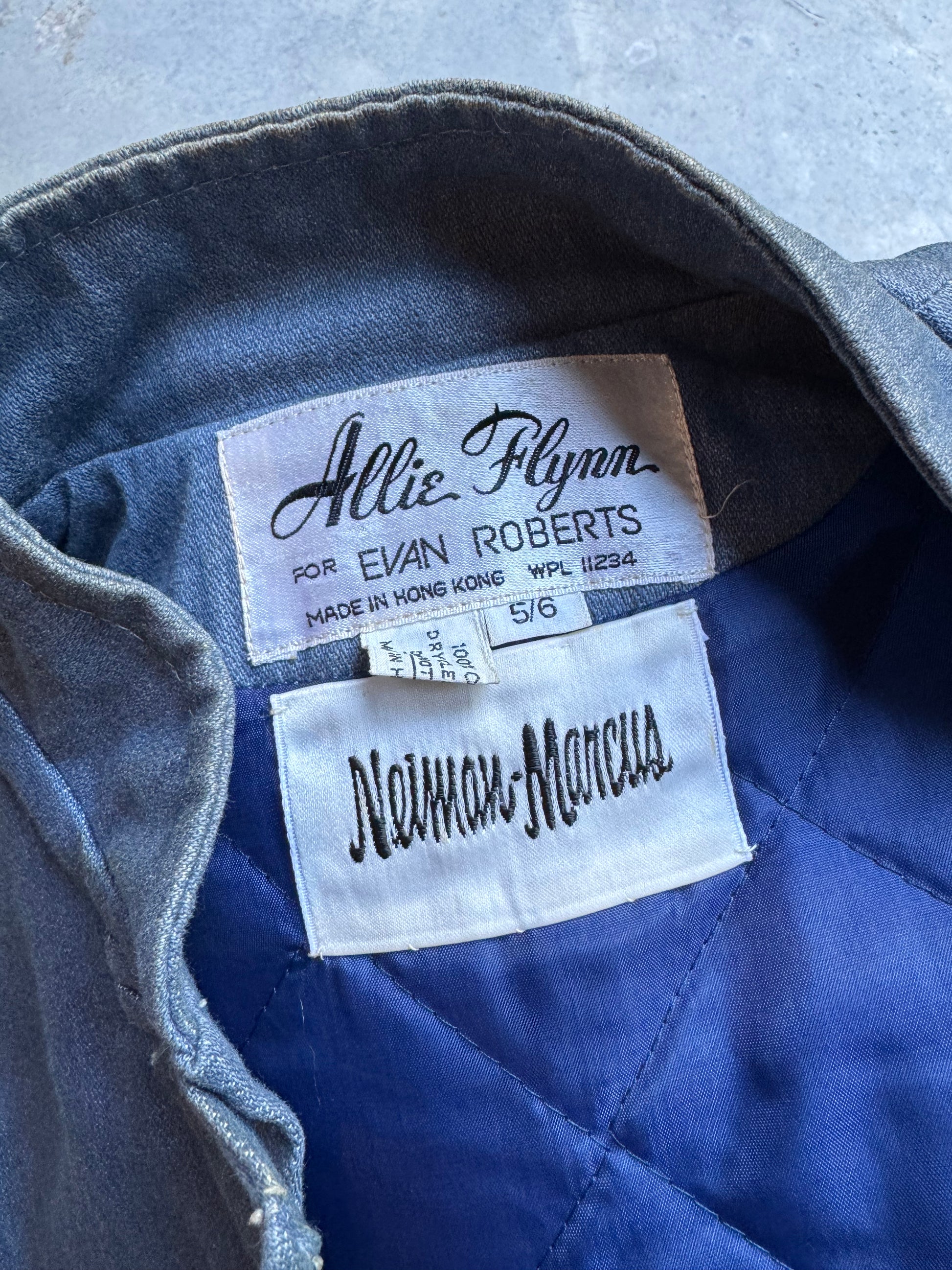 70s Denim Mandarin Collar Jacket with Toggles