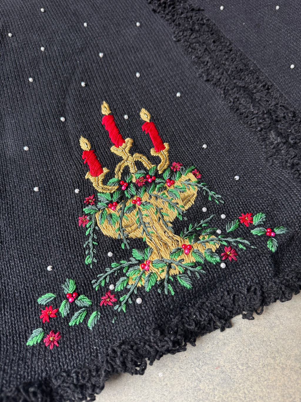 90s Fringey Christmas Candles Cardigan