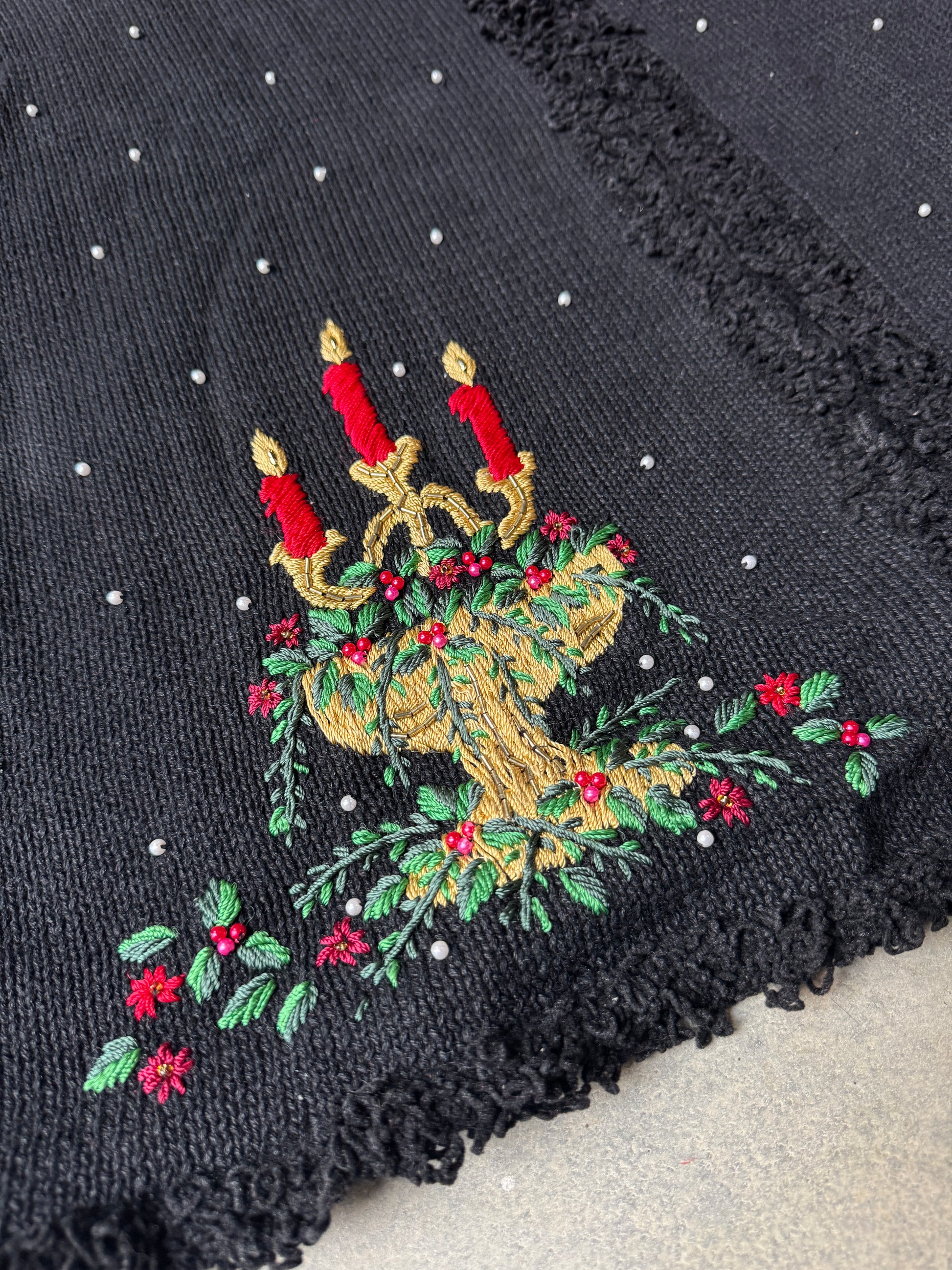 90s Fringey Christmas Candles Cardigan