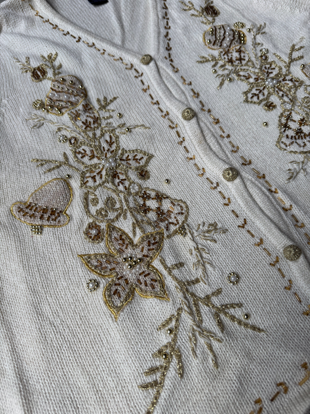 90s White and Gold Christmas Vest