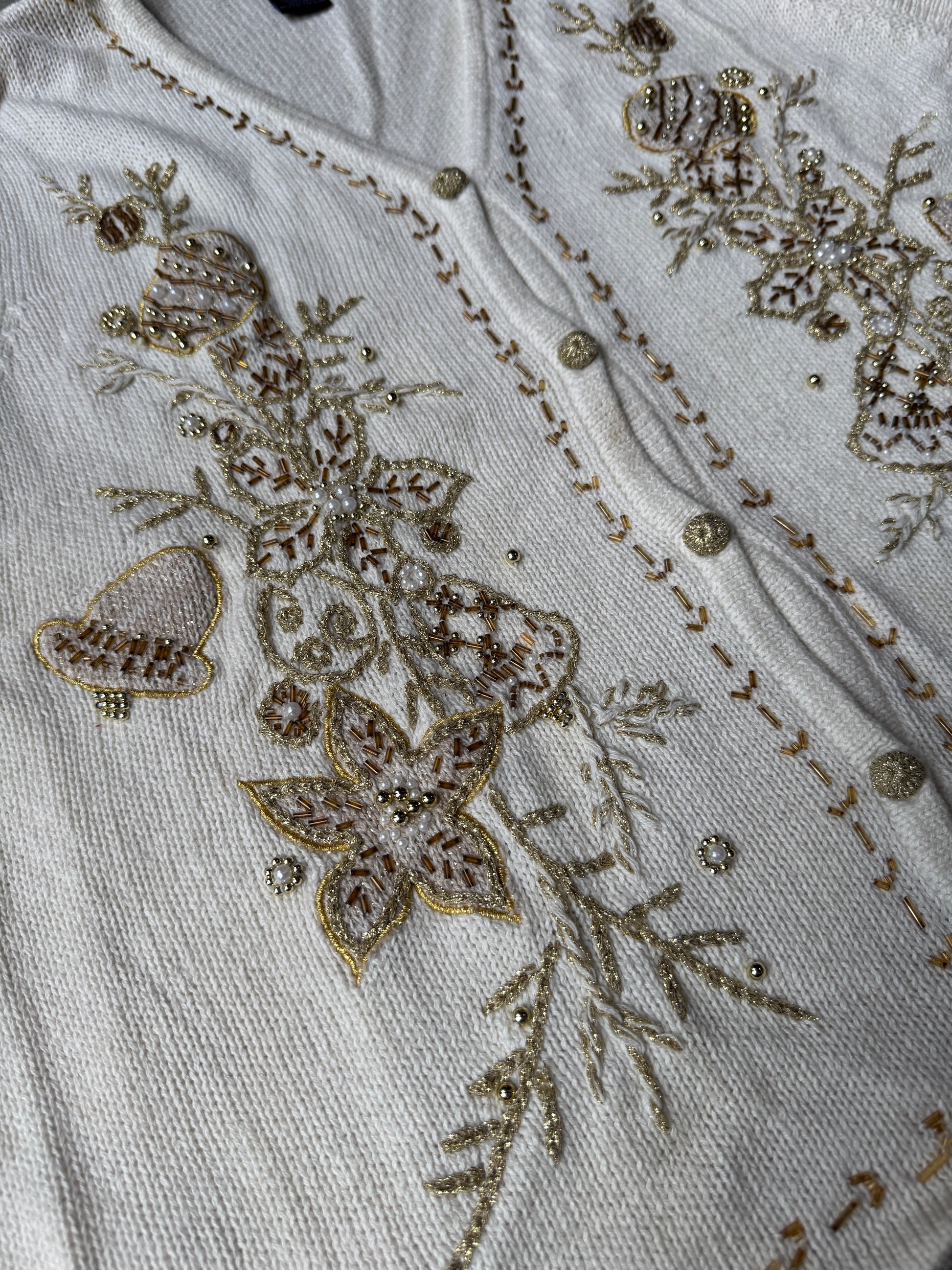 90s White and Gold Christmas Vest