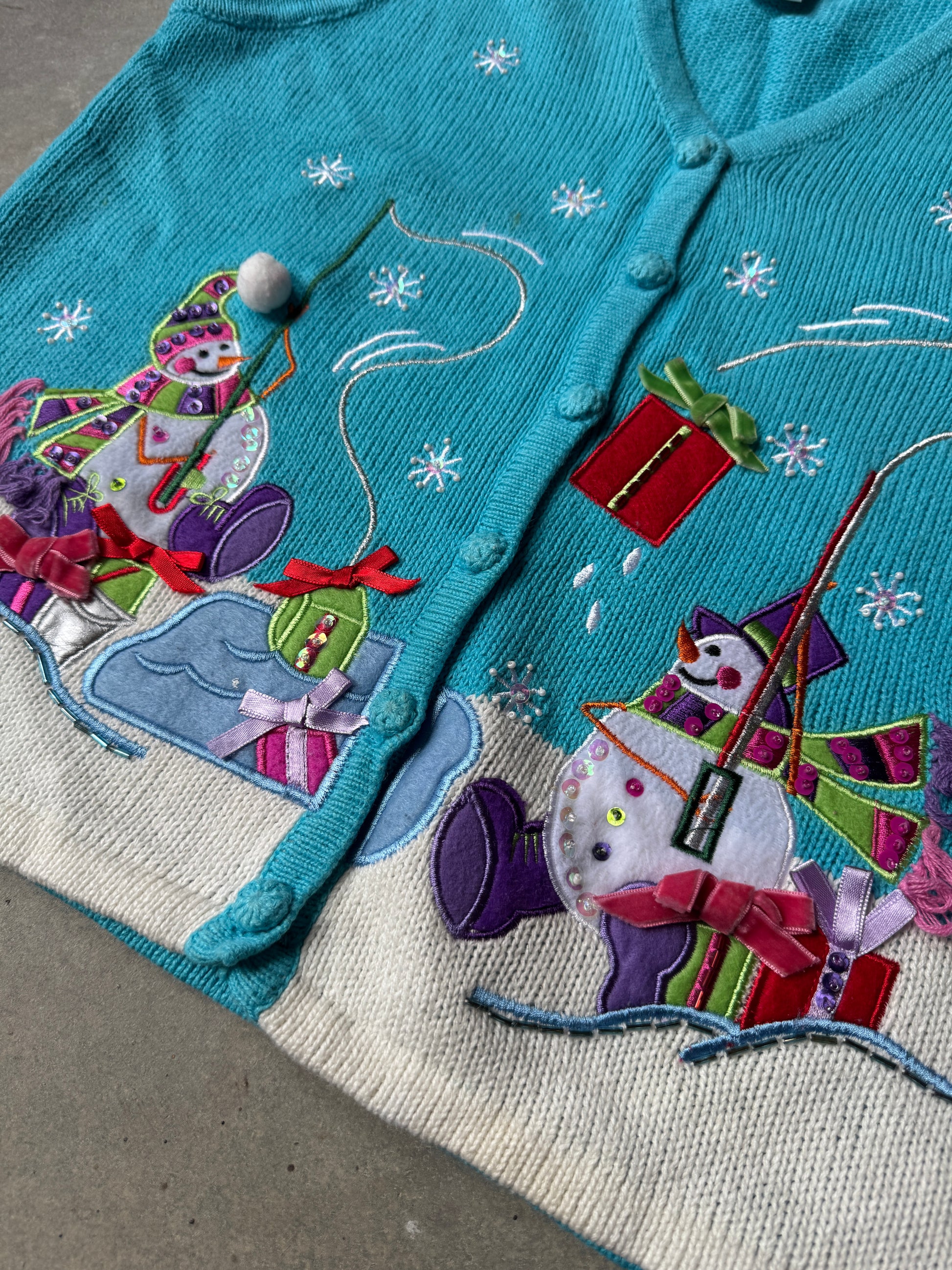 Y2K Icy Snowmen Bedazzled Christmas Vest