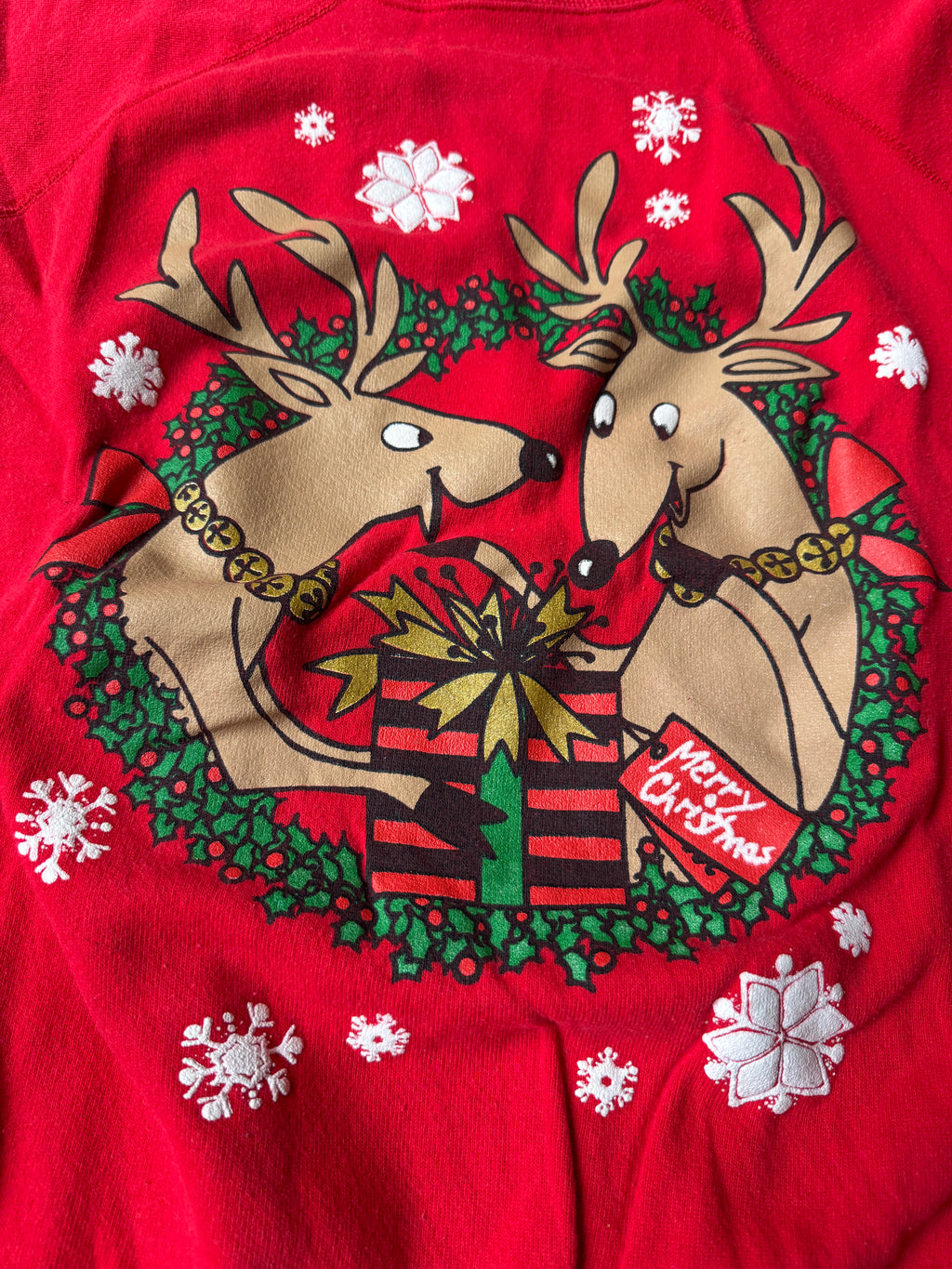 90s Gifty Reindeer Glitter Christmas Sweatshirt