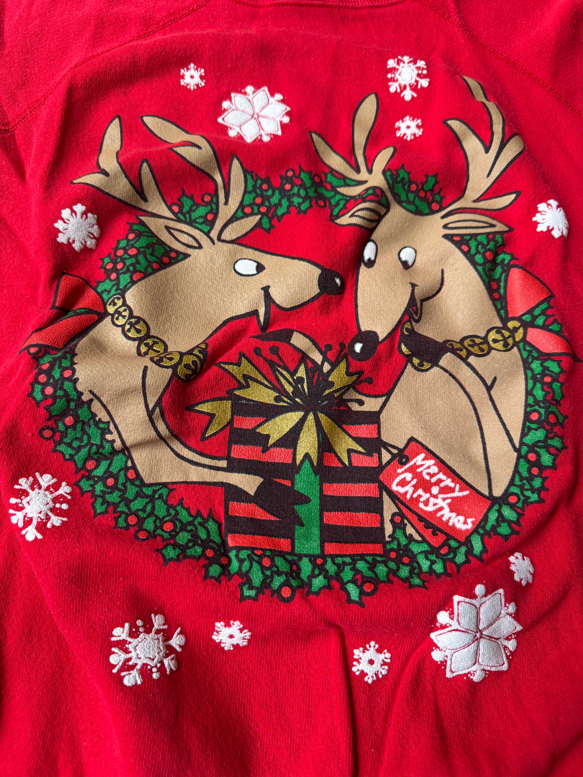 90s Gifty Reindeer Glitter Christmas Sweatshirt