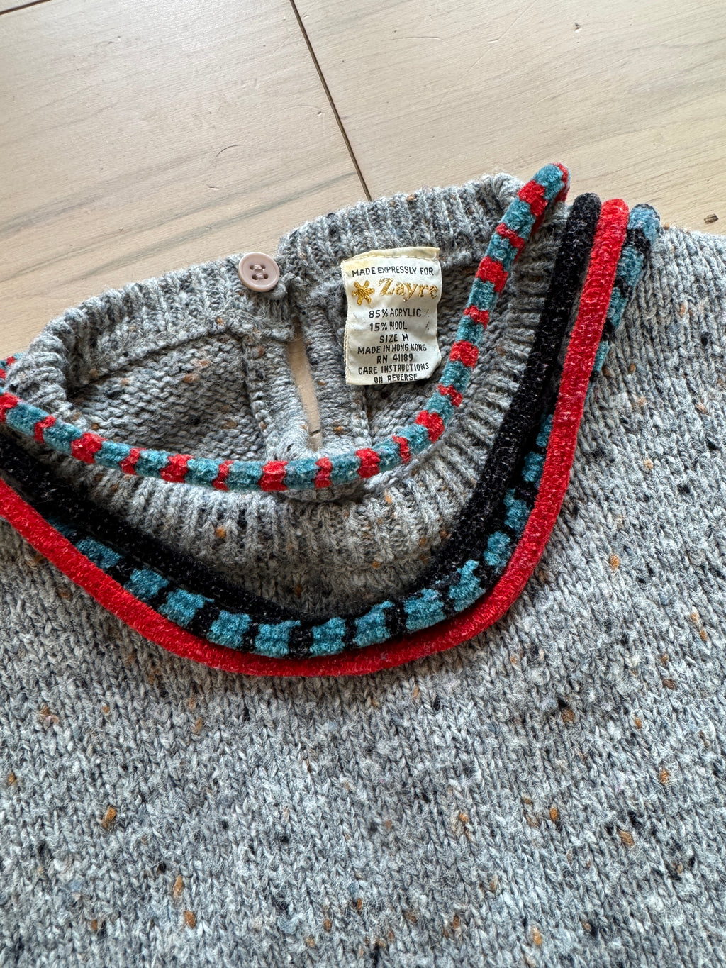 80s Chenille Rope Collar Sweater