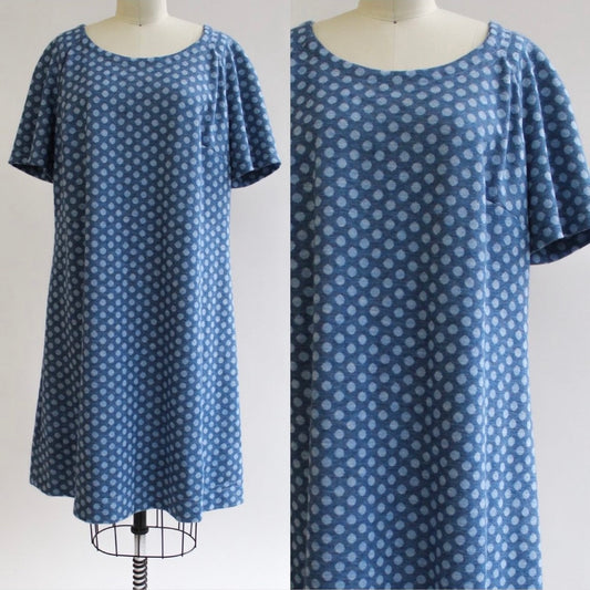 60s Blue on Blue Polka Dot Dress