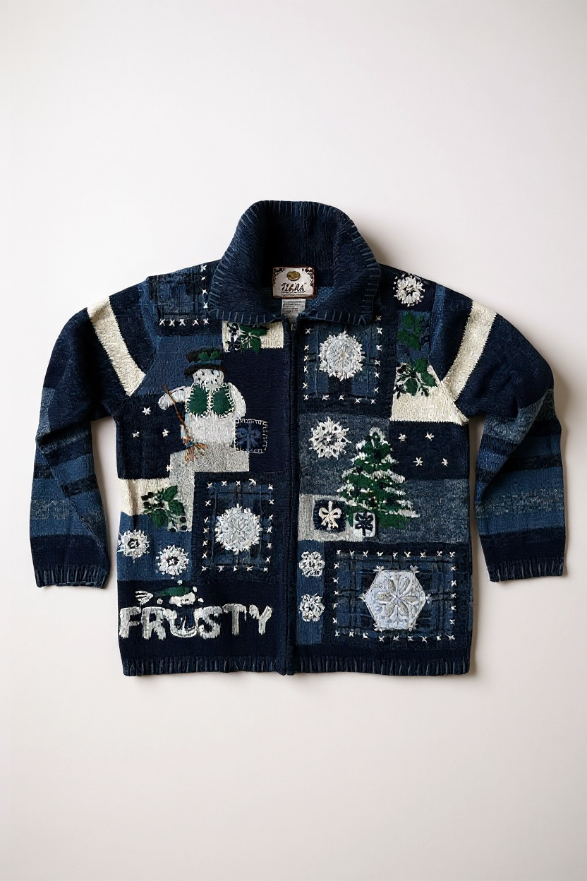 Y2K Tiara Snowman Cadigan