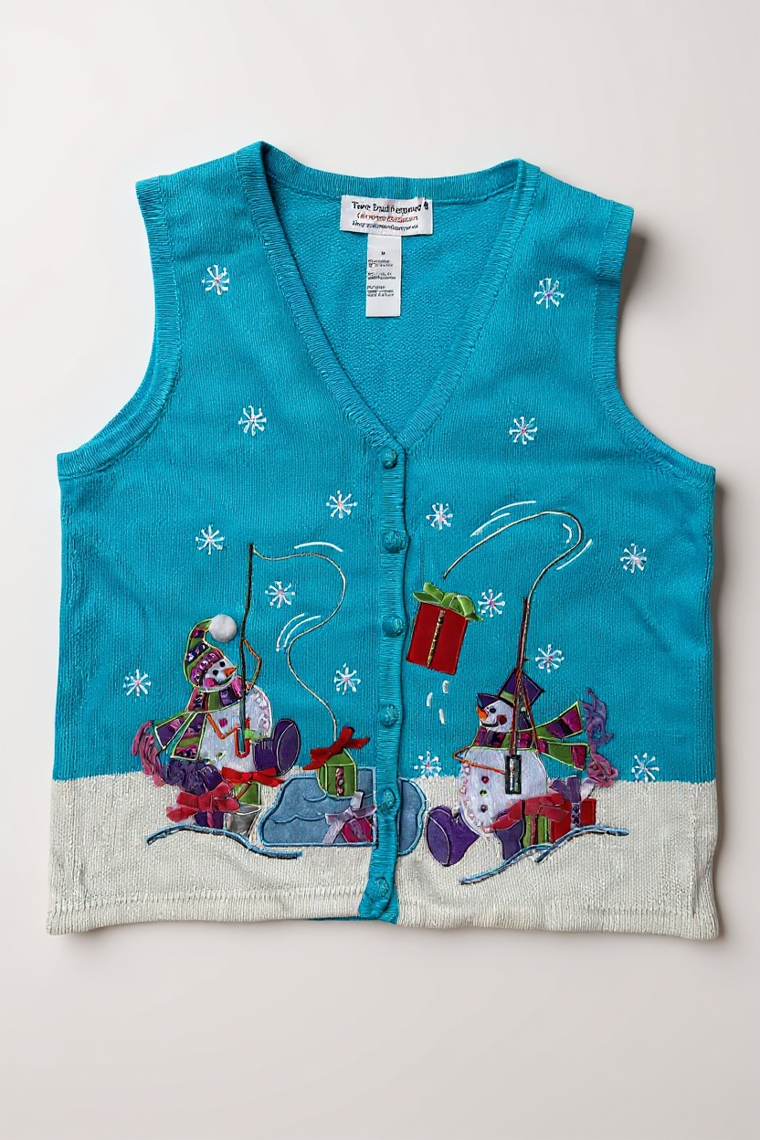 Y2K Icy Snowmen Bedazzled Christmas Vest