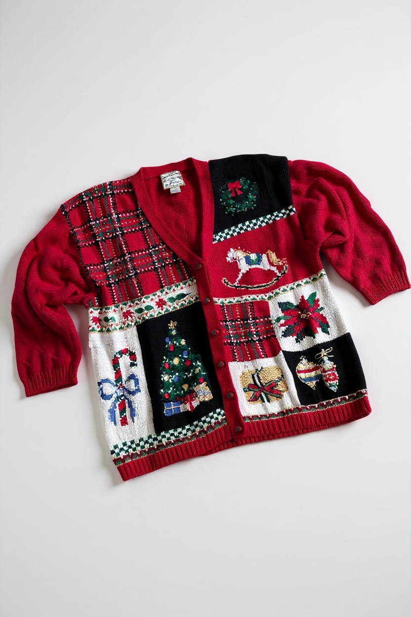 90s Embroidered Christmas Cardigan