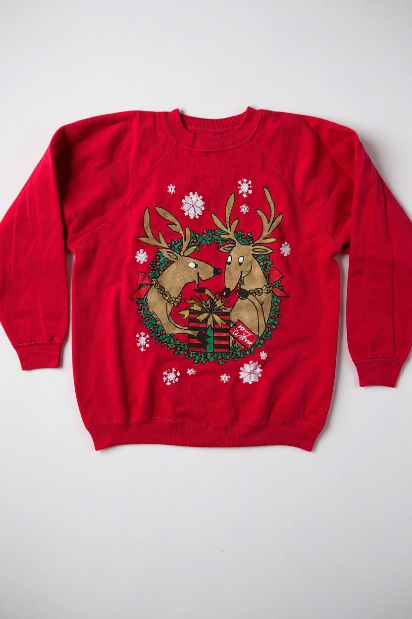 90s Gifty Reindeer Glitter Christmas Sweatshirt