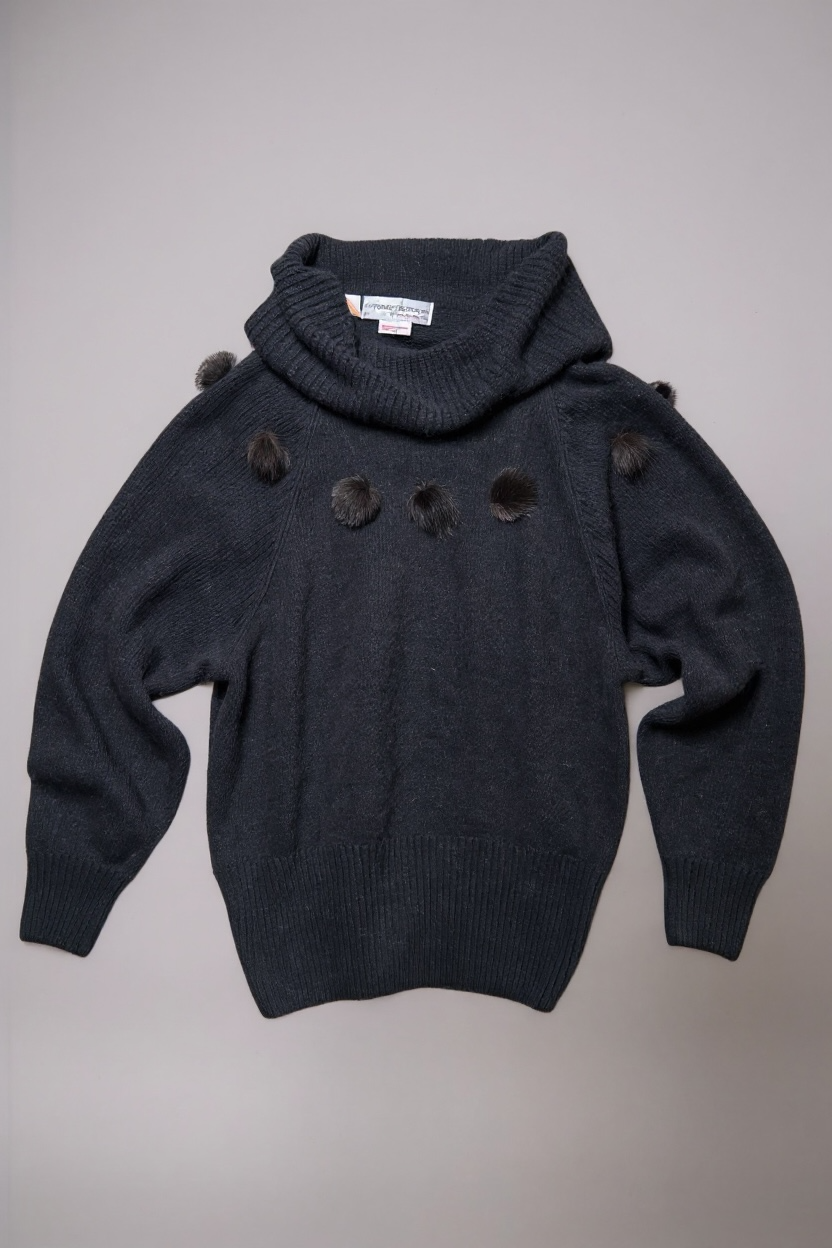 90s Angora Wool Blend Sweater with Mink Accents