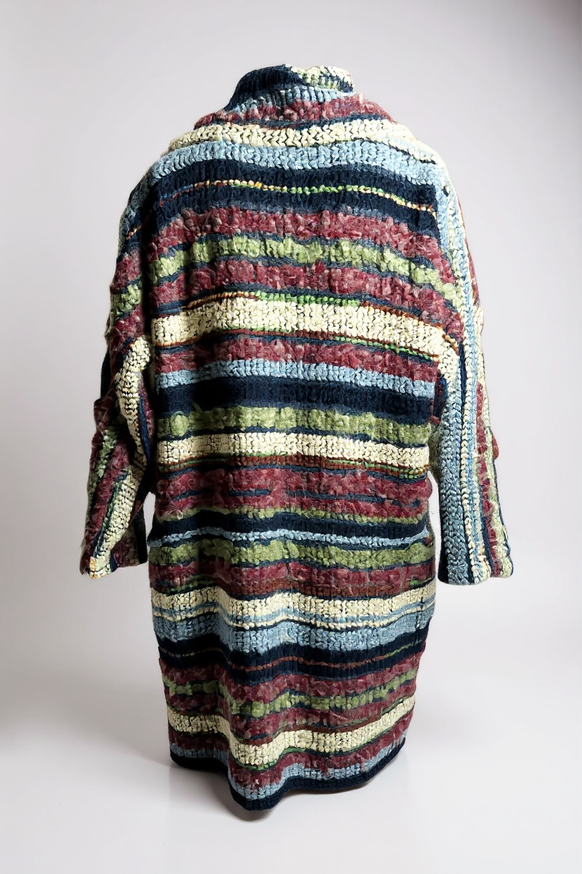 80s Missoni Textured Knit Coat with Collar Tie