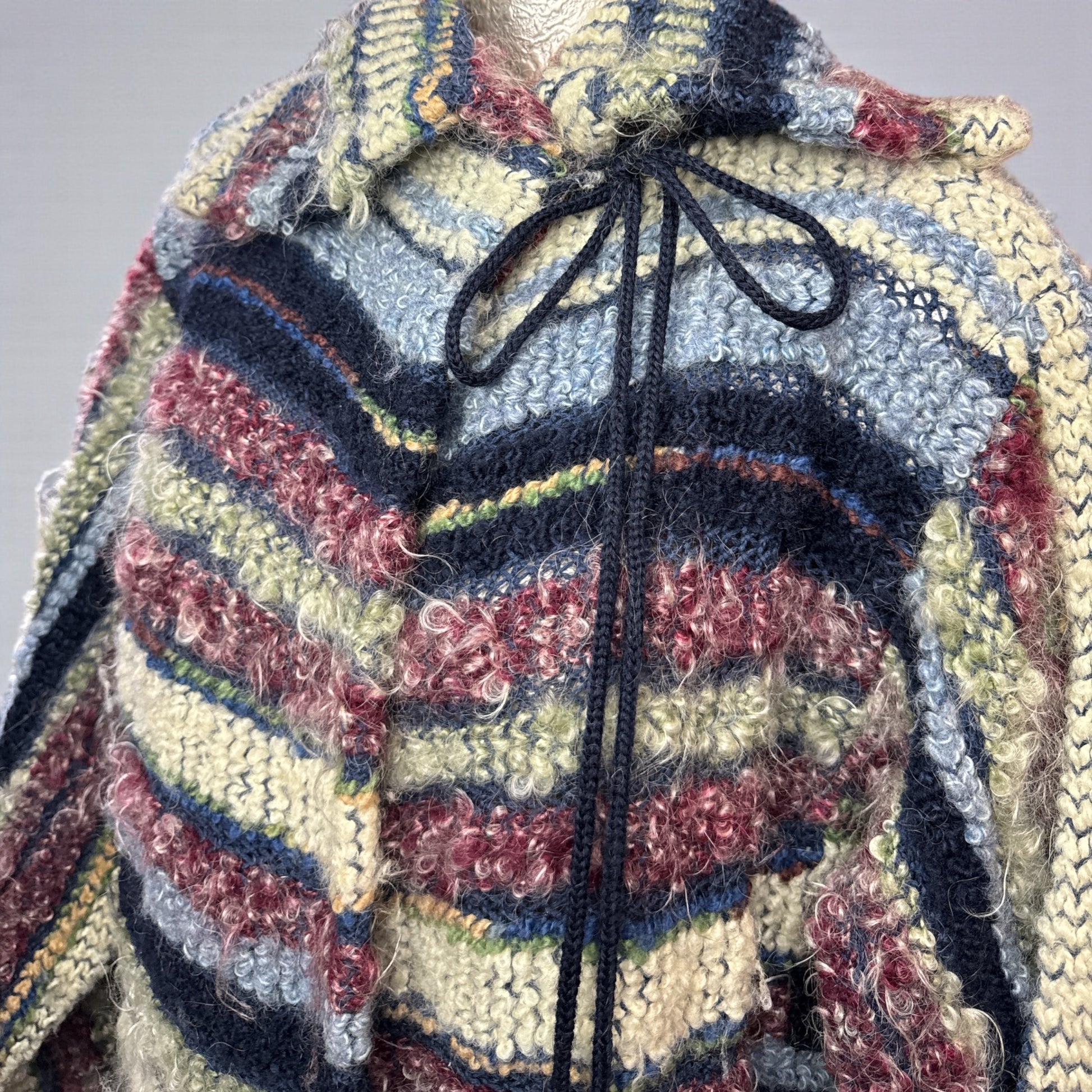 80s Missoni Textured Knit Coat with Collar Tie