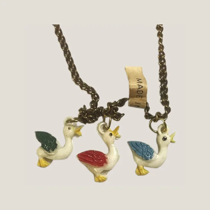 50s Deadstock Adorable Duck Choker Necklace