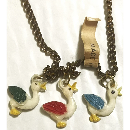 50s Deadstock Adorable Duck Choker Necklace