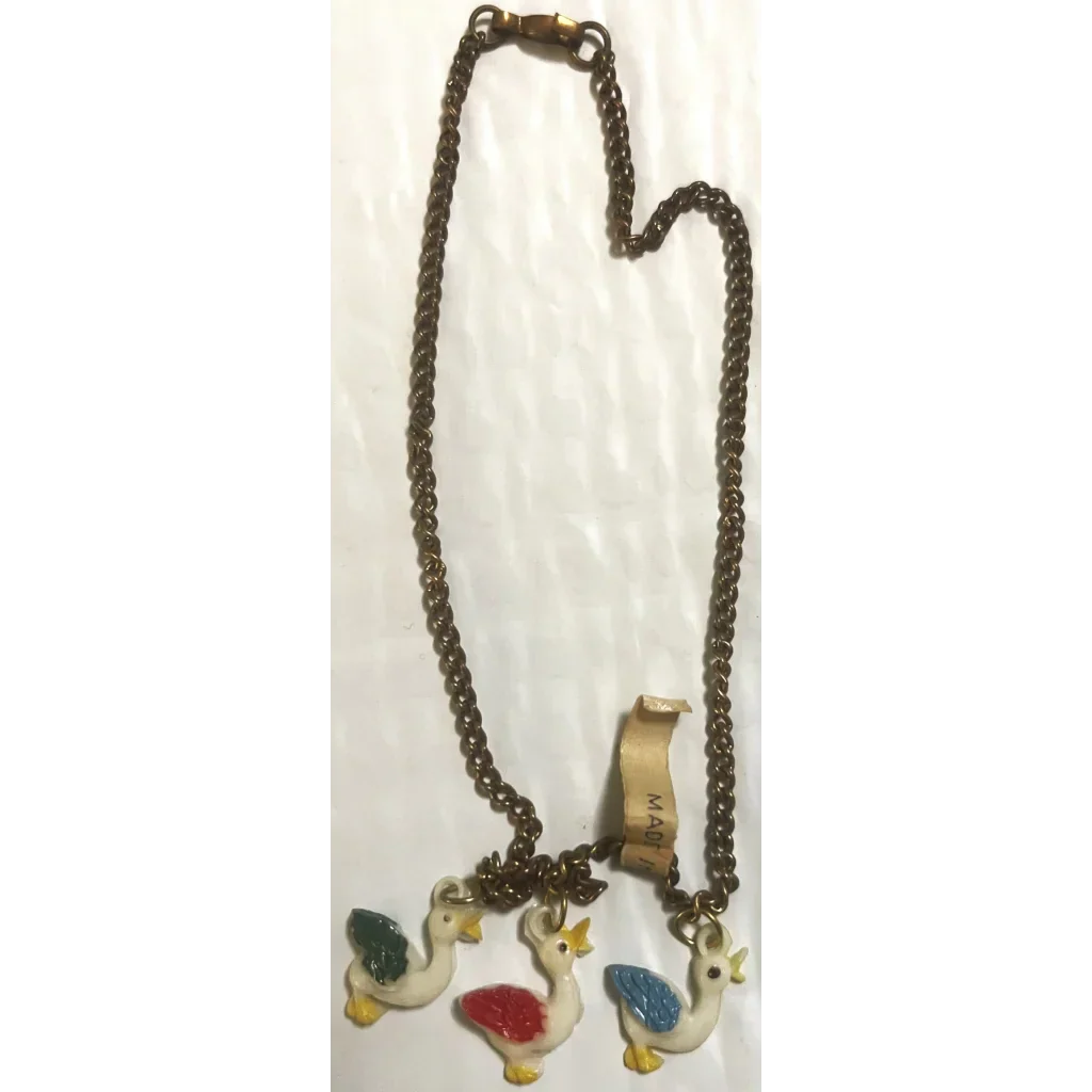 50s Deadstock Adorable Duck Choker Necklace