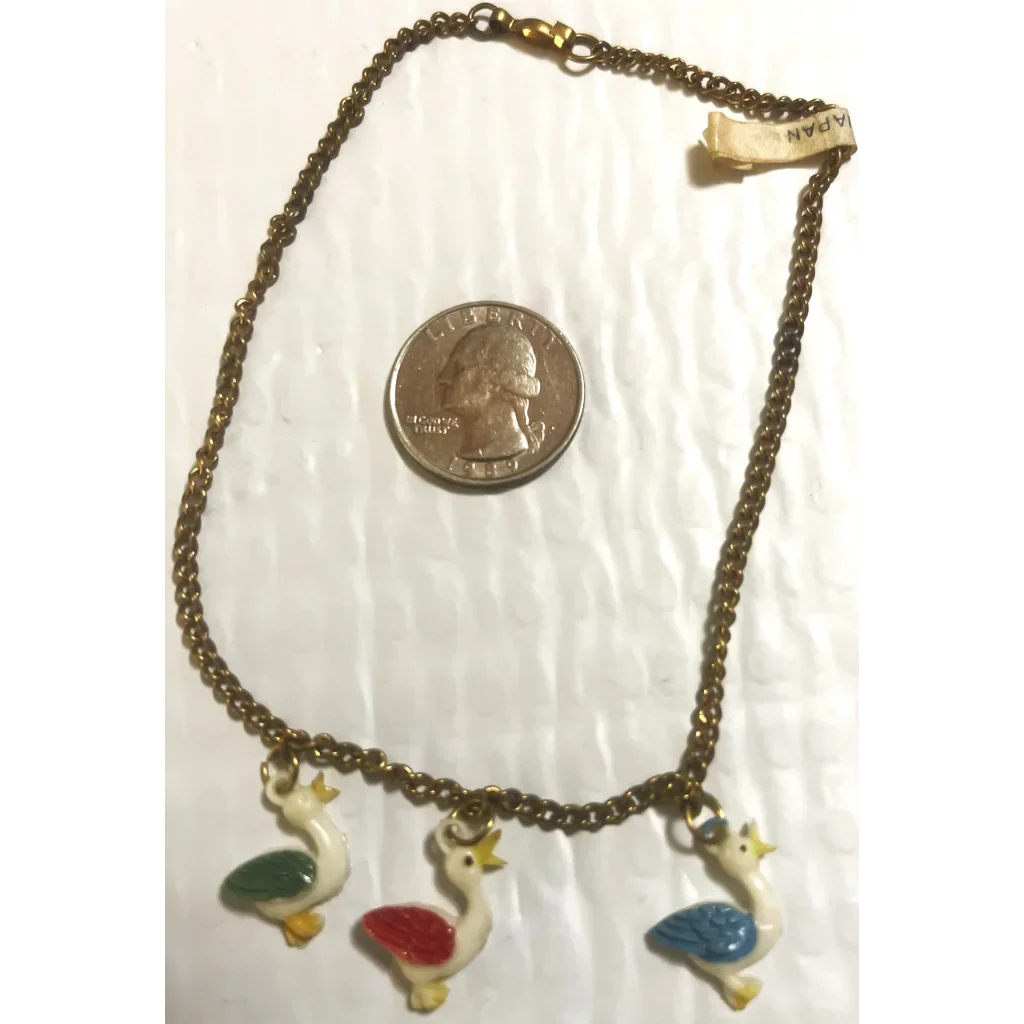 50s Deadstock Adorable Duck Choker Necklace