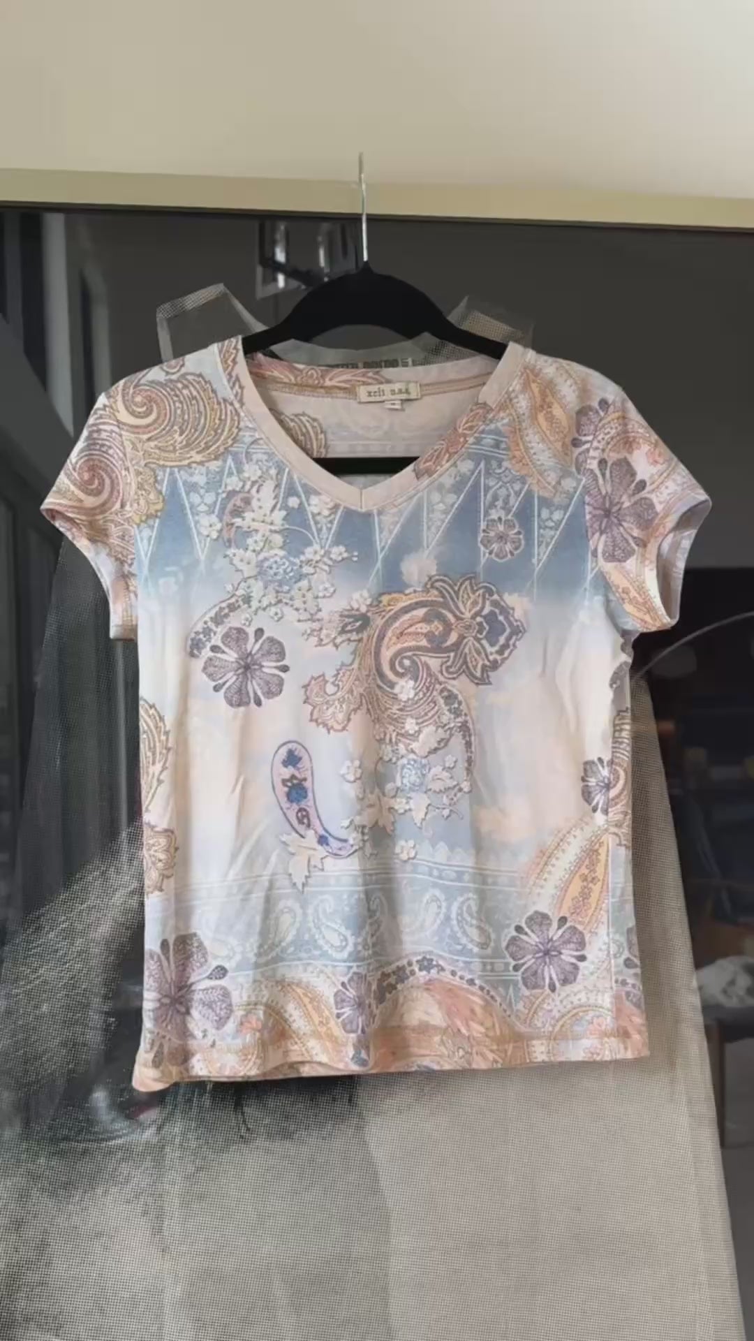 Y2K xcit u.s.a. Patterned Short Sleeve Top