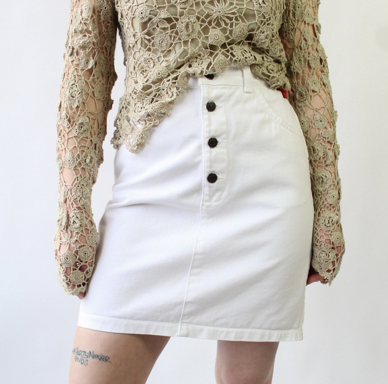 90s Hunt Club White Denim Skirt