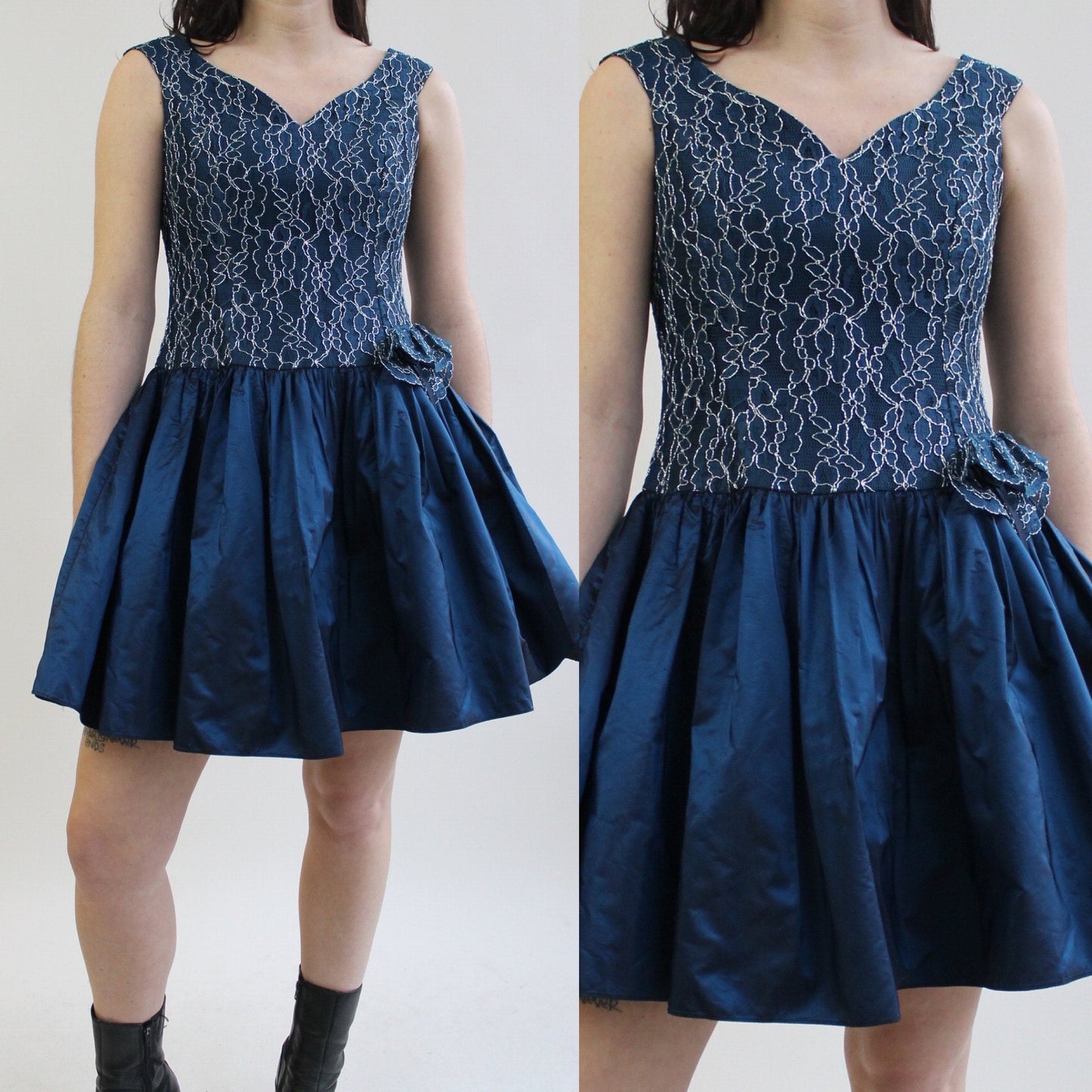 90s Blue Taffeta Party Dress