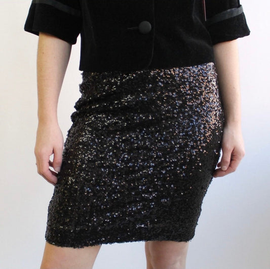 Y2K Black Sequin Skirt