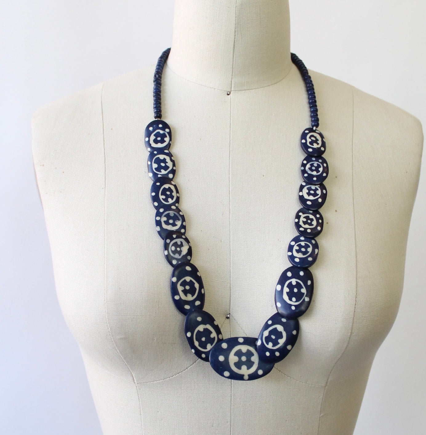 Blue and White Clay Necklace