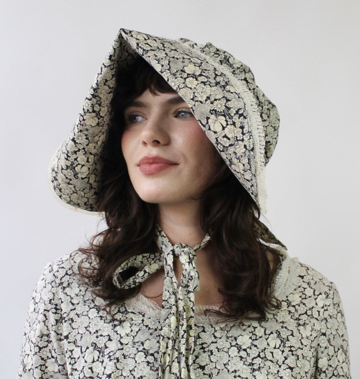 70s Little House on the Prairie Dress with Matching Bonnet