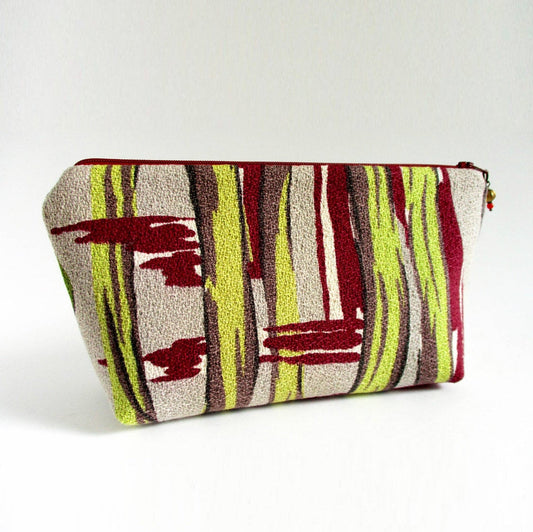 Smoke Rings - 1950s Vintage Barkcloth Zip Top Makeup Bag