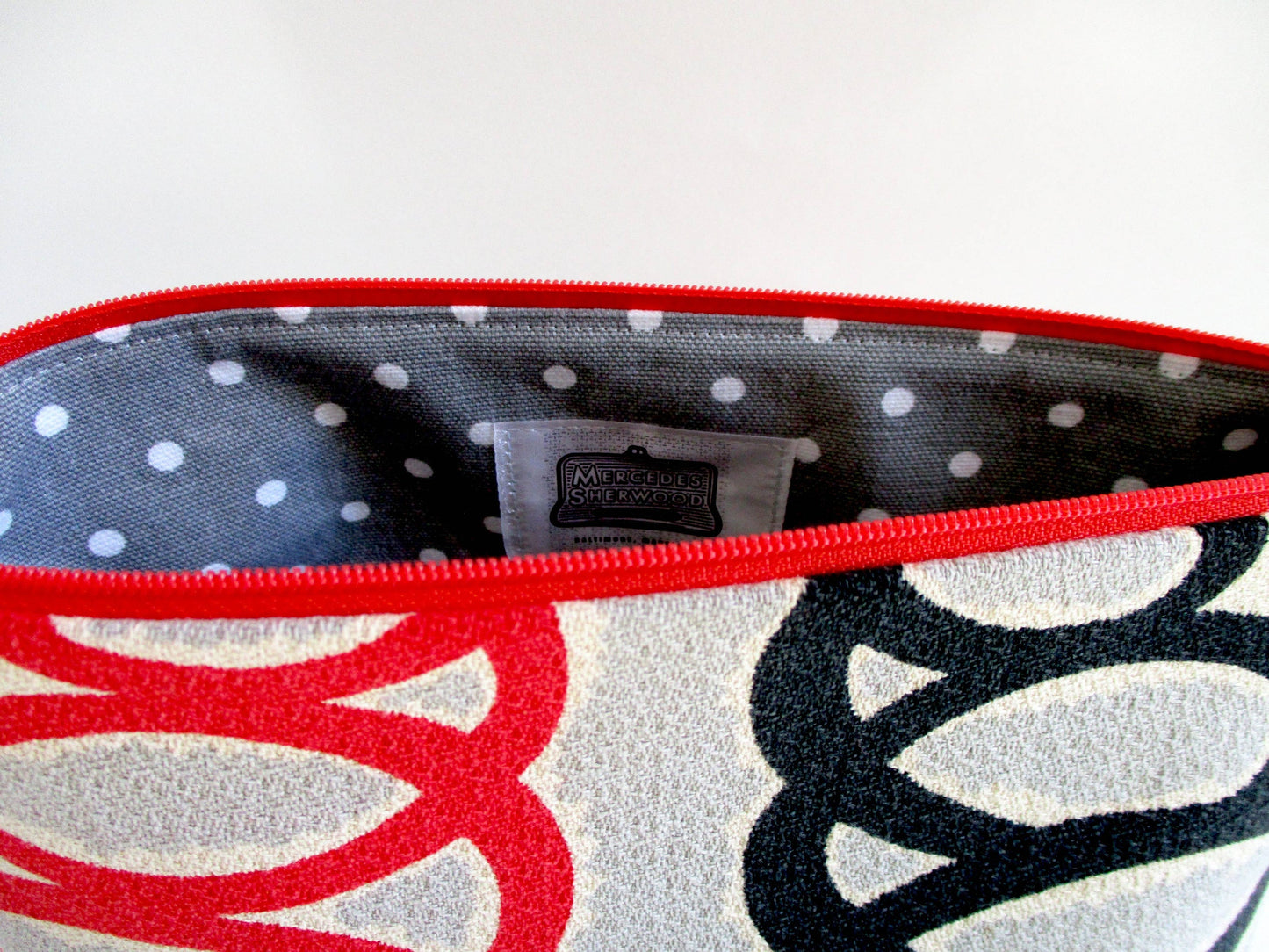 Spirals - 1950s Vintage Barkcloth Makeup Bag